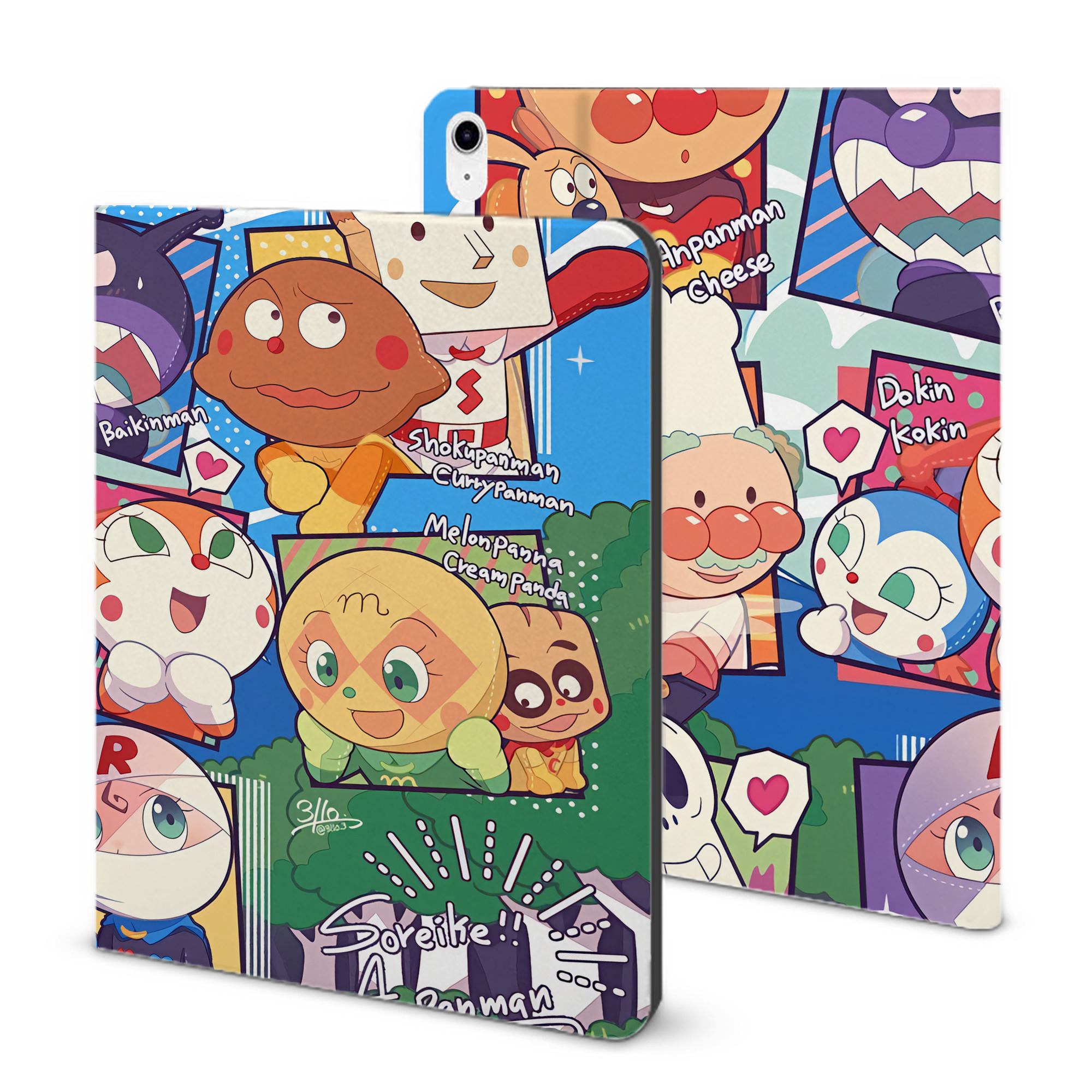 （画像用） アンパンマン Anpanman IPad ケース ブック型 PUレザー TPU 耐衝撃 軽量 薄型 ペン収納なし 全面保護 IPad 各モデル対応